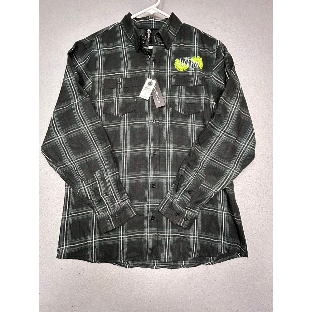 Burnside B8220 Shirt Plaid Black Army Large Mens Yaamava Jackpot Club